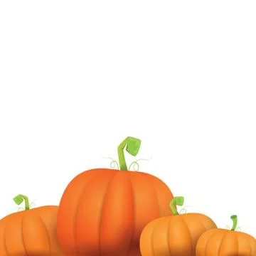 Autumn vector pumpkins border design template 스톡 일러스트