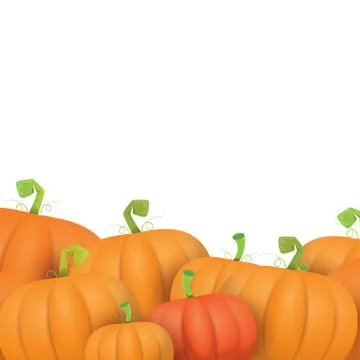 Autumn vector pumpkins border design template Stock Illustration
