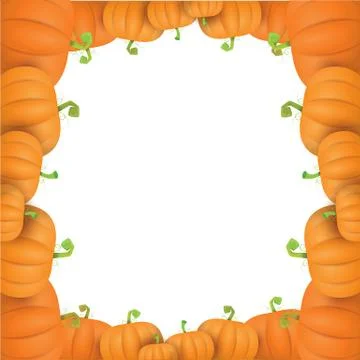 Autumn vector pumpkins border design template Stock Illustration
