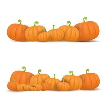 Autumn vector pumpkins border design template Stock Illustration