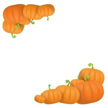 Autumn vector pumpkins border design template Stock Illustration