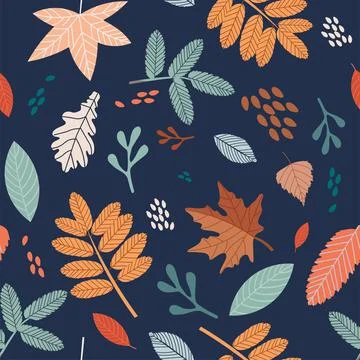 Autumn vector round pattern of colorful leaves Stock Illustration