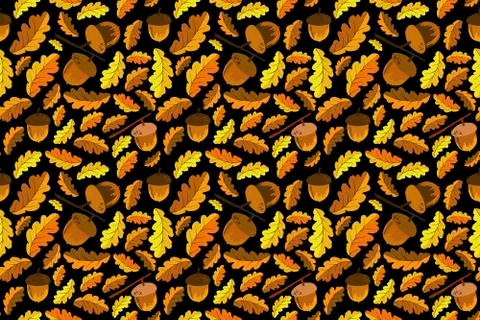 Autumn vector seamless pattern with bright oak leaves 스톡 일러스트