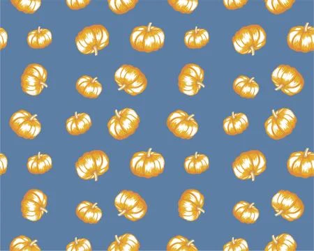 Autumn vector seamless pattern of cute Halloween pumpkins Stock Illustration