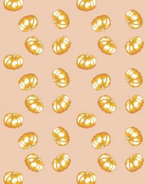 Autumn vector seamless pattern of cute pumpkins Stock Illustration
