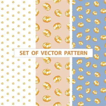 Autumn vector seamless pattern of cute Halloween pumpkins Stock-Illustration