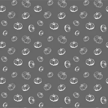 Autumn vector seamless pattern of cute Halloween pumpkins Stock Illustration