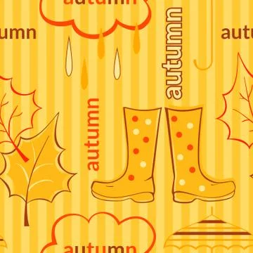 Autumn vector seamless pattern Stock Illustration