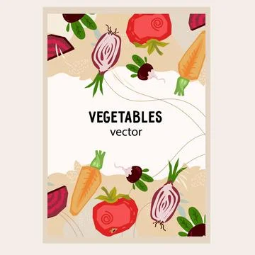 Autumn vegetables vector background for sauce, food preserves label design ha Stock Illustration