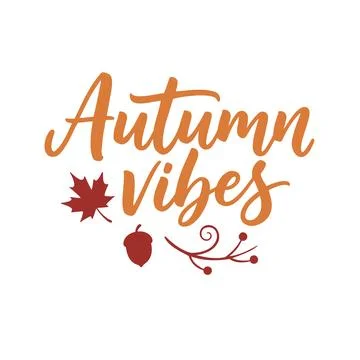 Autumn vibes design with fall leaf, acorn, and berries branch illustration Stock-Illustration
