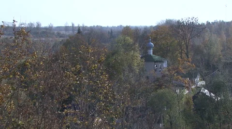 Autumn view from the birch. Stock Footage 44087064