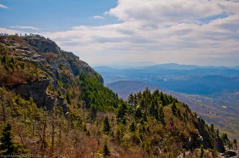 Autumn view of grandfather mountain from beacon heights trail, blue ridge par Stock Photos