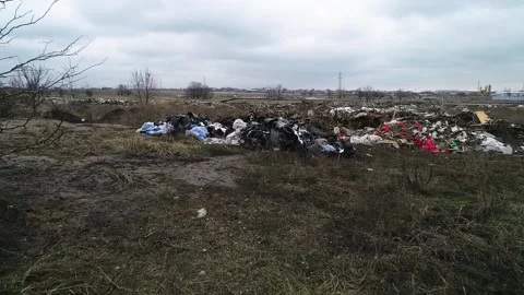 Autumn view of an illegal garbage dump Vídeos de archivo 150816881