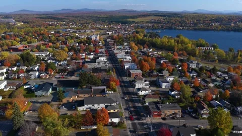 Autumn View of Lac-Megantic, Quebec Stock Footage 323450751