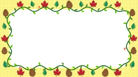 Autumn Vine and Pinecone Border Frame Animated Loop Stock Footage 346569134