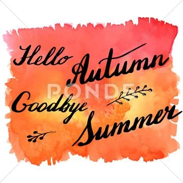 Autumn Watercolor Banner With Hand Lettering