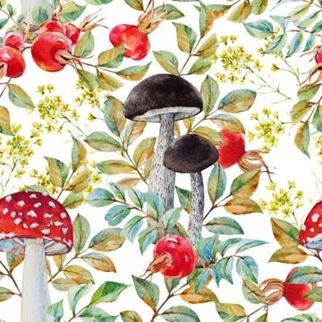 Autumn watercolor pattern Stock Illustration
