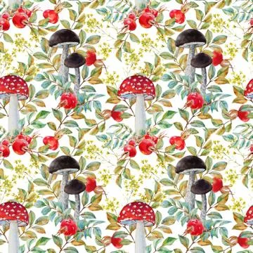 Autumn watercolor pattern Stock Illustration
