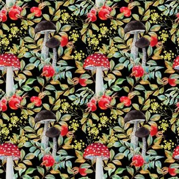 Autumn watercolor pattern Stock Illustration