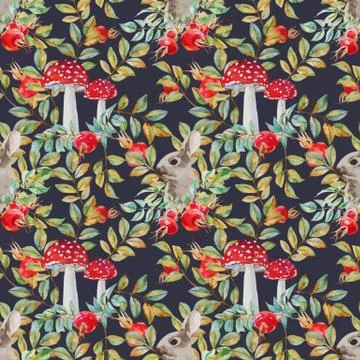 Autumn watercolor pattern Stock Illustration