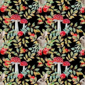 Autumn watercolor pattern Stock Illustration