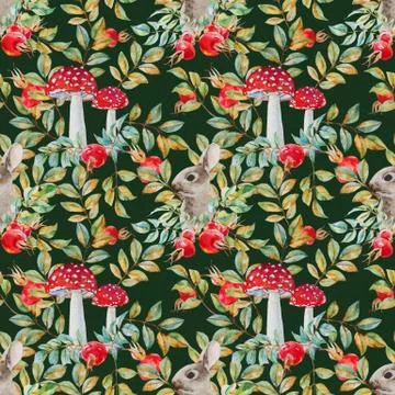 Autumn watercolor pattern Stock Illustration
