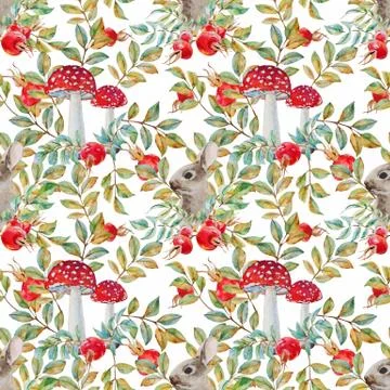 Autumn watercolor pattern Stock Illustration