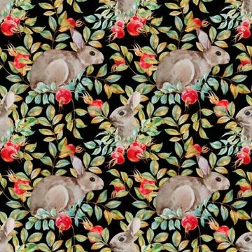 Autumn watercolor pattern Stock Illustration