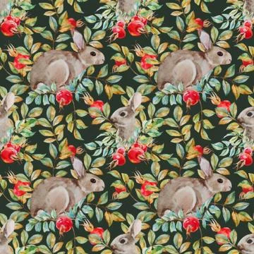 Autumn watercolor pattern Stock Illustration