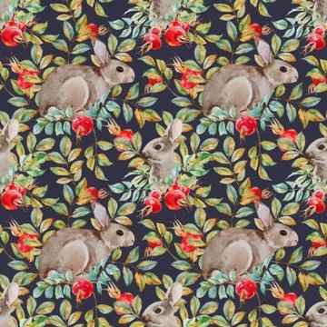 Autumn watercolor pattern Stock Illustration