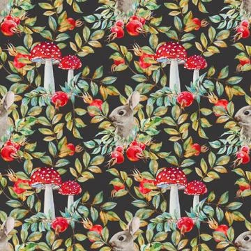 Autumn watercolor pattern Stock Illustration