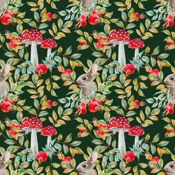 Autumn watercolor pattern Stock Illustration
