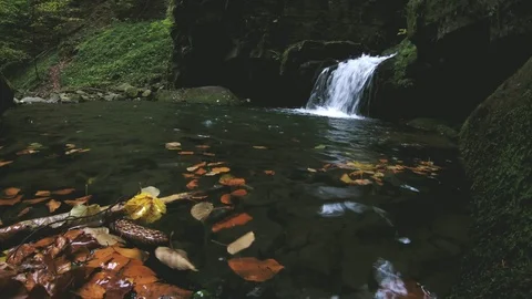 Autumn waterfall Stock Footage 120969110