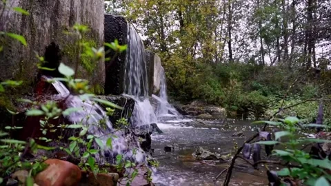 Autumn Waterfall with Forest Stream. Stock Footage 305372351