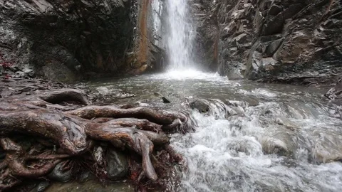 Autumn Waterfall on mountain river Video stock 73590407