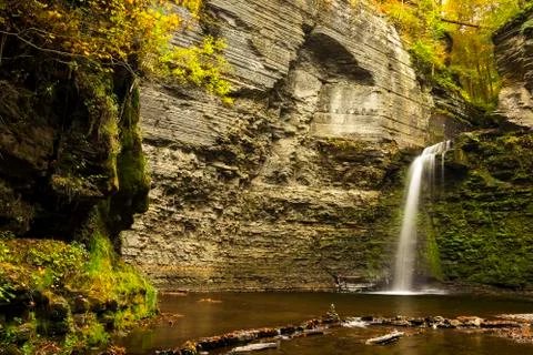 Autumn waterfall Stock Photos