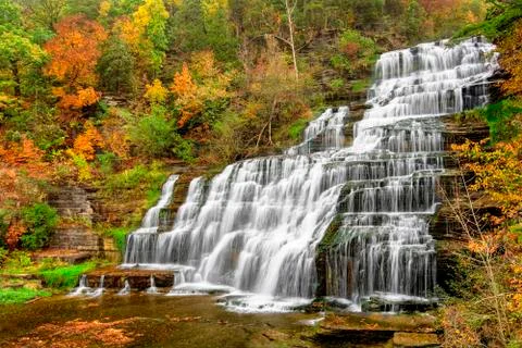 Autumn waterfall Stock Photos
