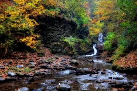 Autumn waterfall Stock Photos