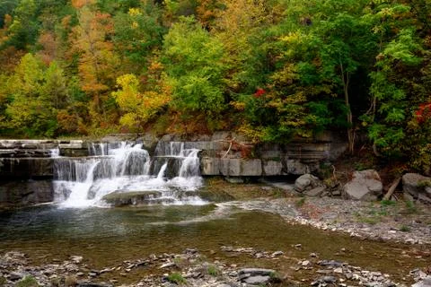 Autumn waterfall Stock Photos