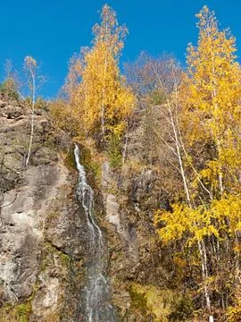 Autumn waterfall Stock Photos