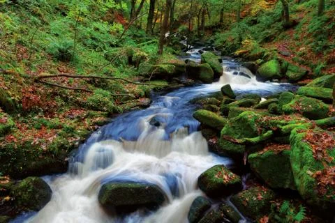 Autumn waterfall Stock Photos
