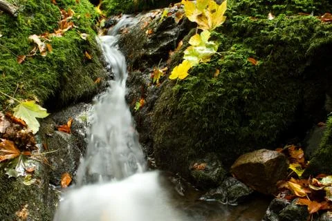 Autumn waterfall Stock Photos