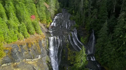 Autumn Waterfall on a Wide River Stock Footage 220896276
