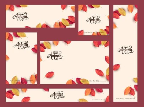Autumn web banner background template decorate with autumn leaves Stock Illustration