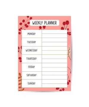 Autumn Weekly Planner Template Week Calendar Schedule with Bright Autumnal Le Stock Illustration