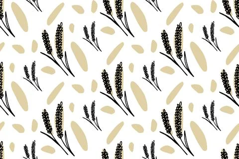 Autumn wheat pattern for fabric Vector illustration of a seamless pattern Stock Illustration