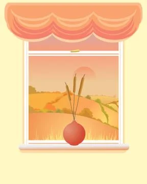 Autumn window Stock Illustration