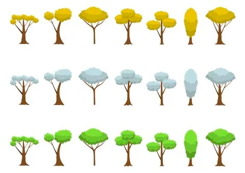Autumn winter spring trees Illustrazione stock