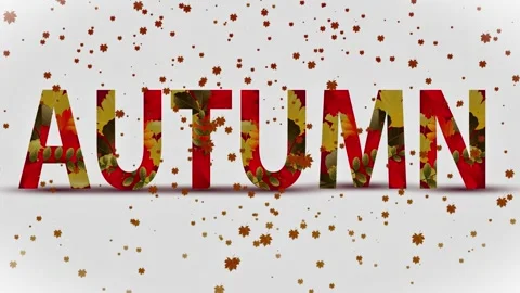 Autumn word with maple leaves falling animation Stock Footage 307936979
