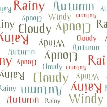 Autumn words seamless pattern.  Illustrazione stock
